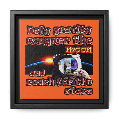 defy conquer reach - framed canvas art (orange)