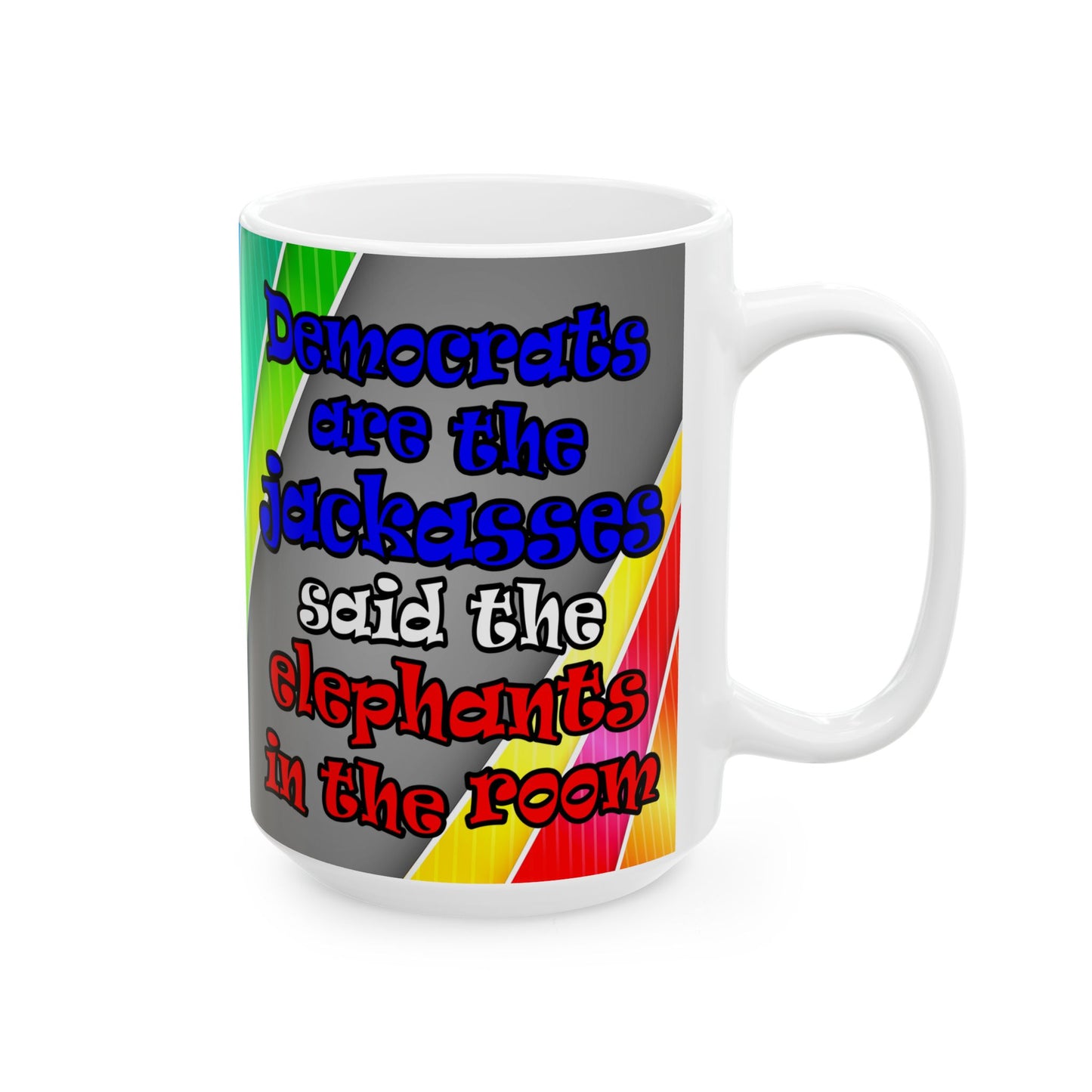 donkeys and elephants - White Mug (rainbow split)