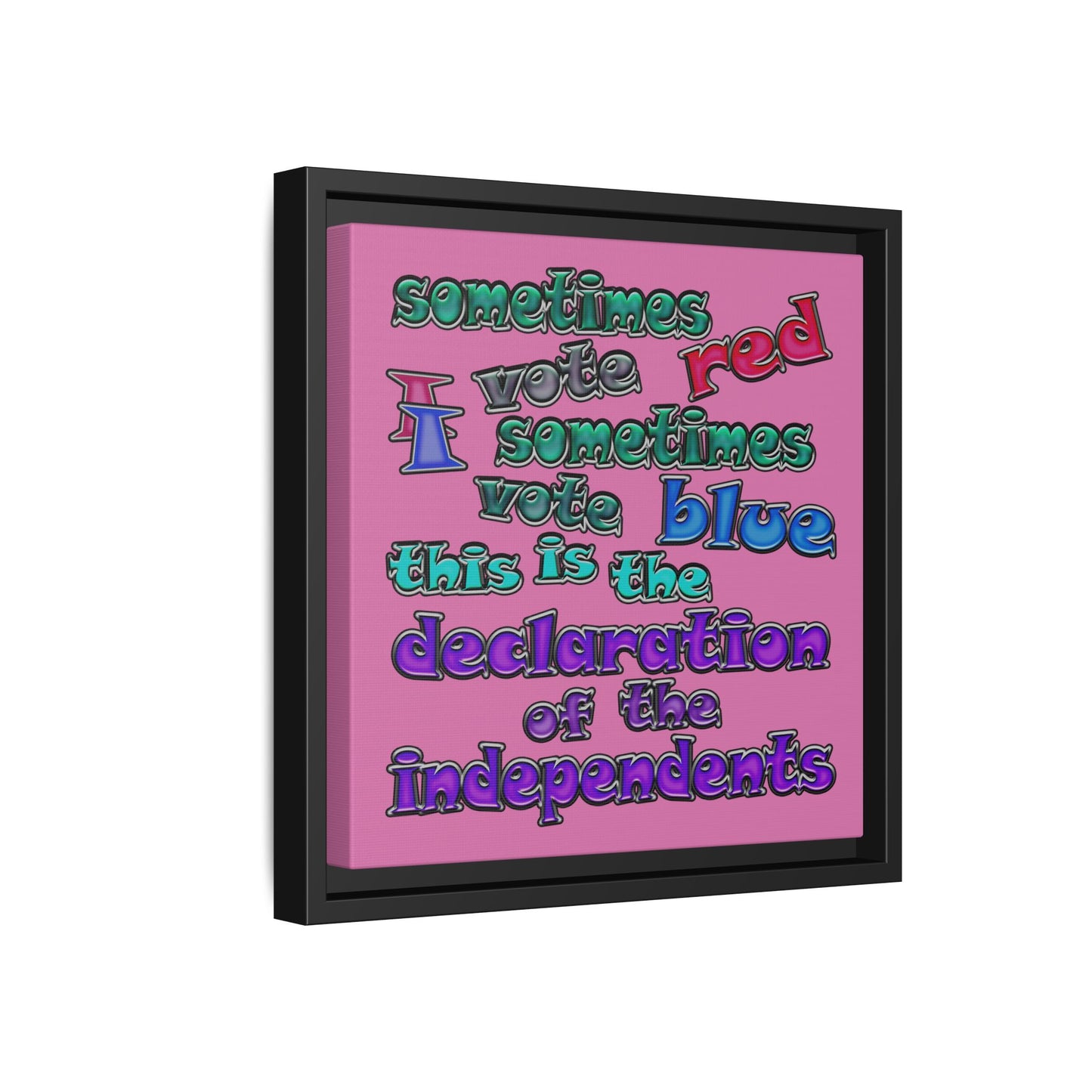 declaration of the independents - framed canvas art (light pink)