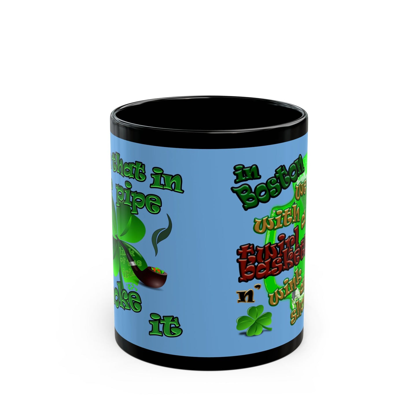 celtics logo - Black Mug (light blue)