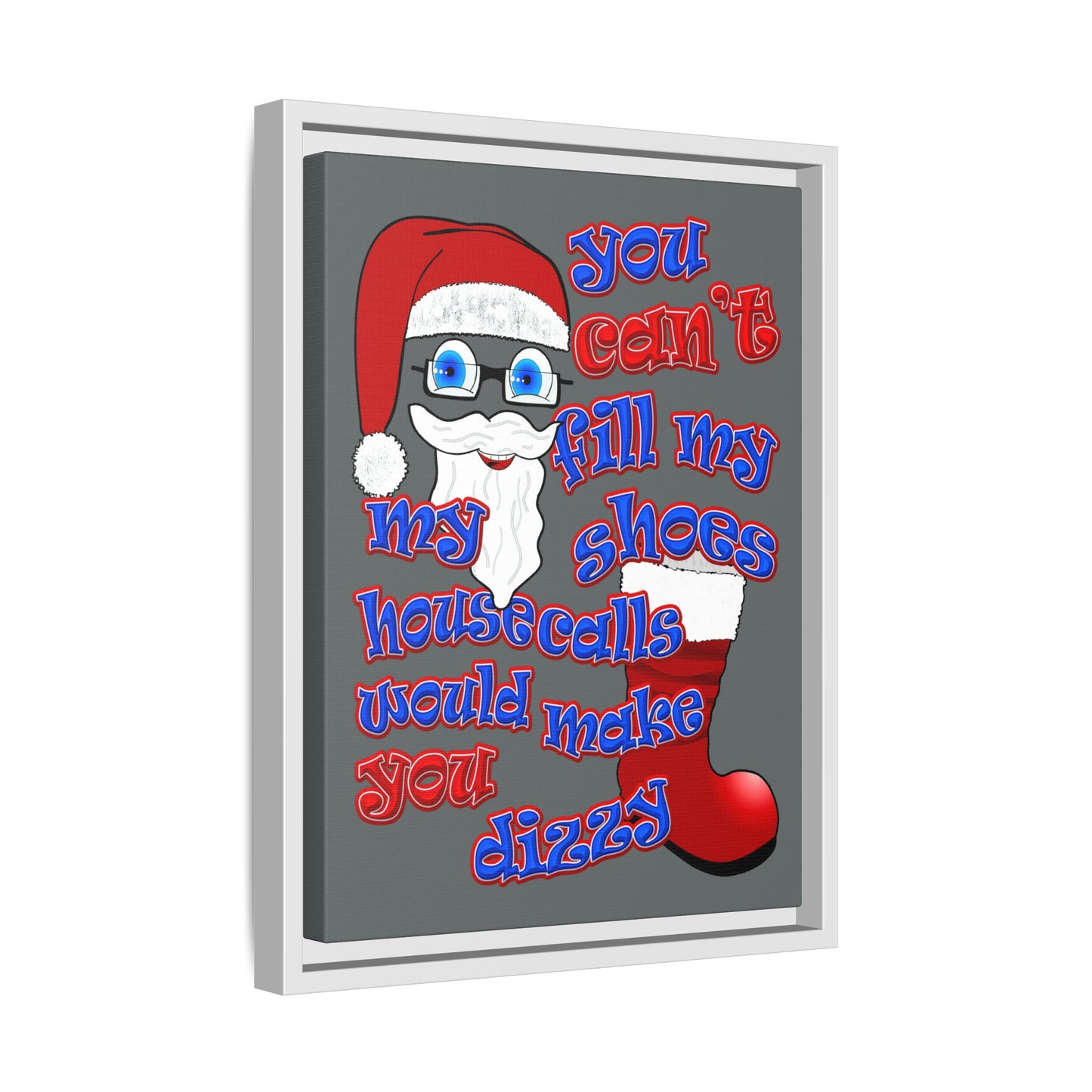 santa's shoes - framed canvas art (dark grey)