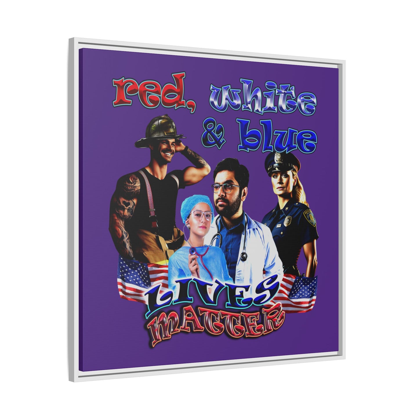 rw&b lives matter - framed canvas art (purple)