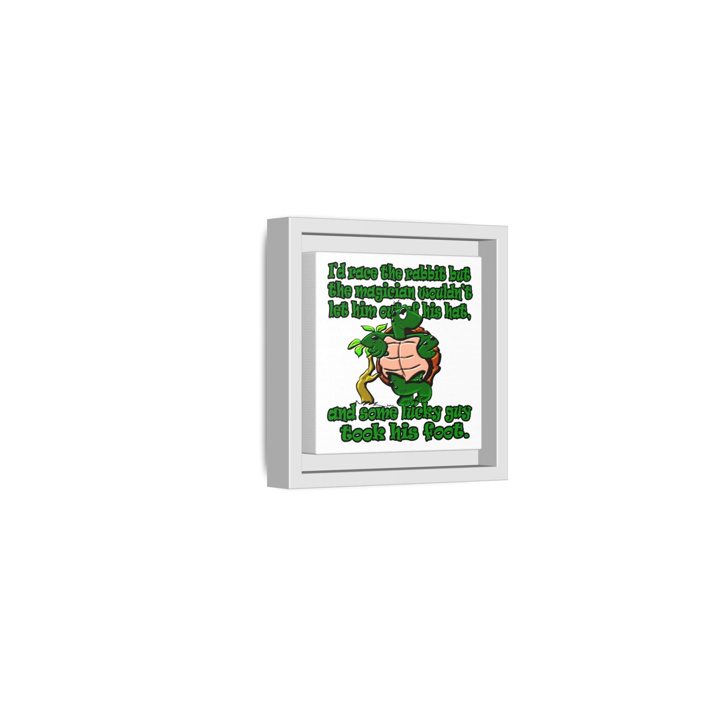 turtle race - framed canvas art (white)