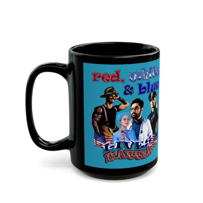 rw&b lives matter - Black Mug (turquoise)