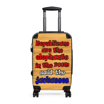 donkeys and elephants - Suitcase (butterscotch wood finish)