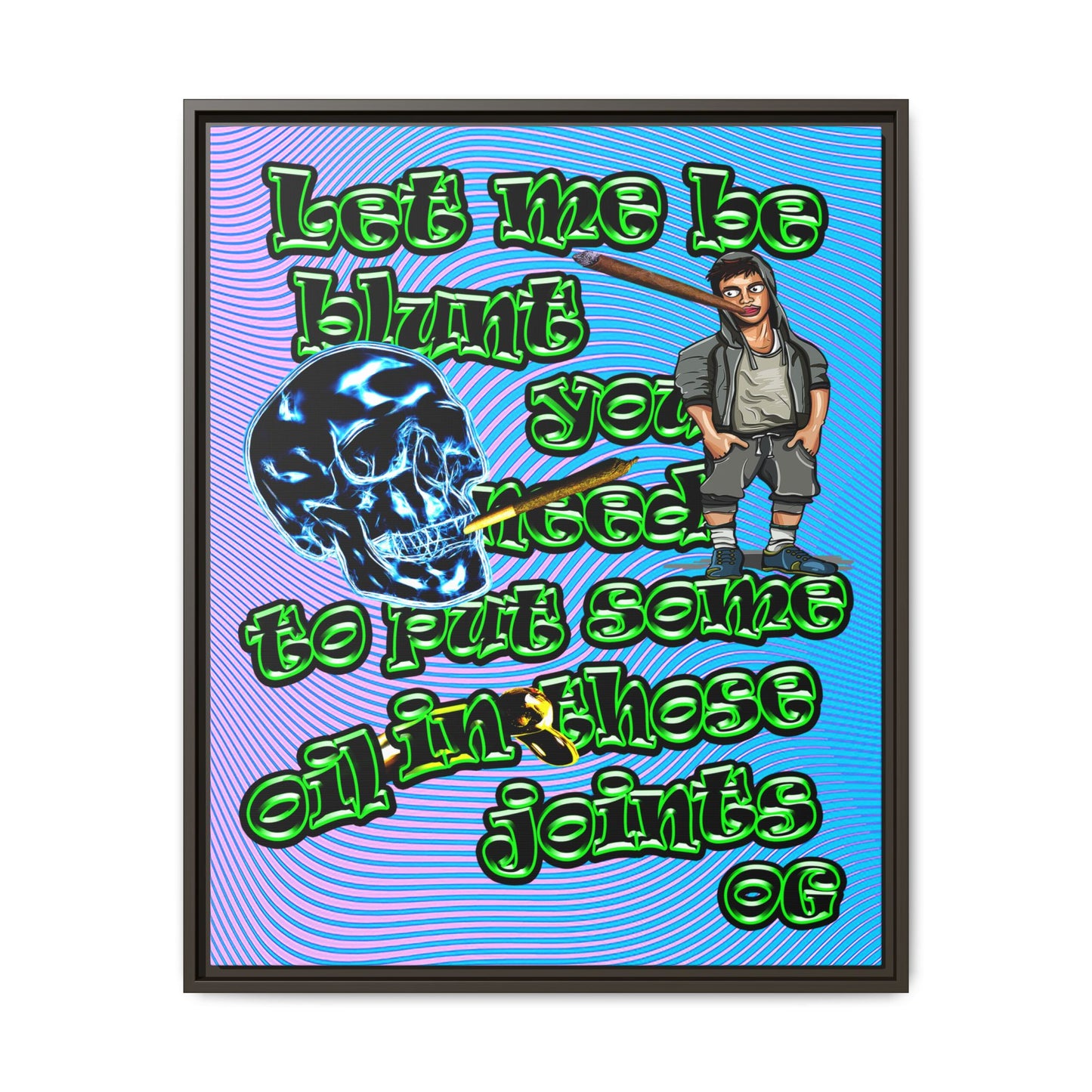 og - framed canvas art (light blue-purple wave)
