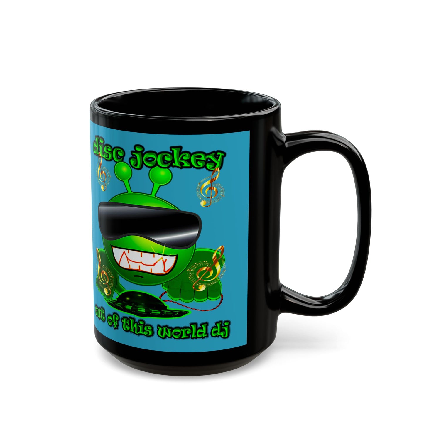 disc jockey - Black Mug (turquoise)