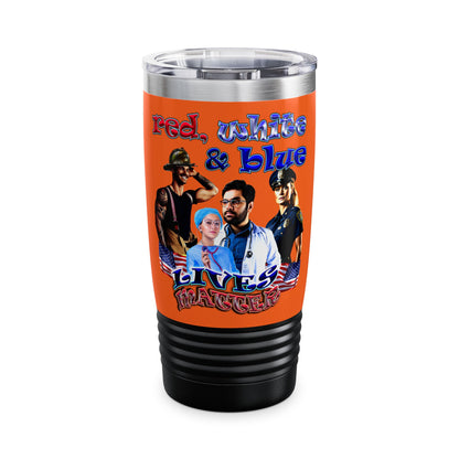 rw&b lives matter - Ringneck Tumbler, 20oz (orange)