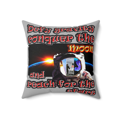 defy conquer reach - Spun Polyester Square Pillow - (light grey)