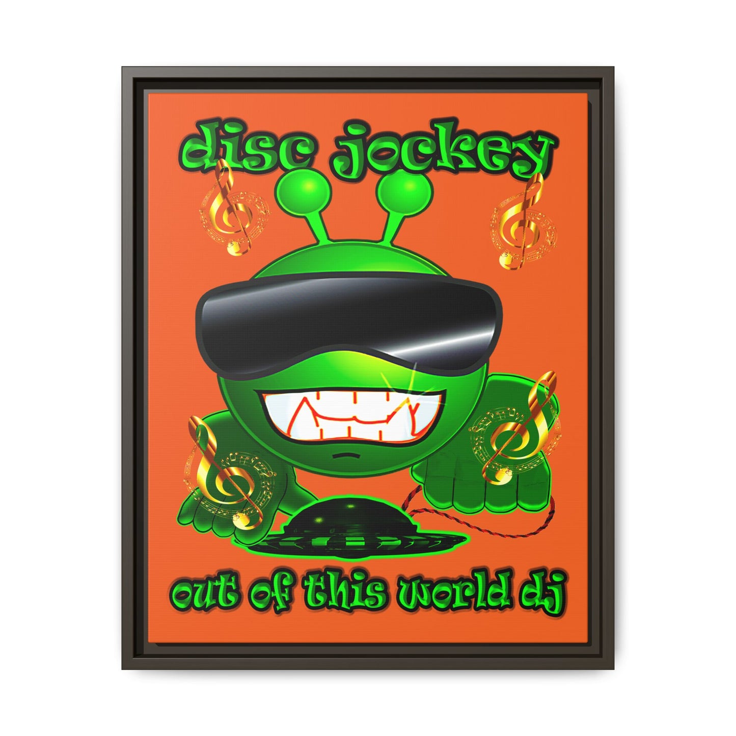 disc jockey - framed canvas art (orange)