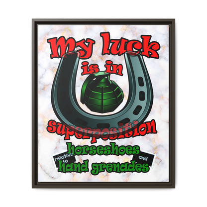 my luck - framed canvas art (white marble)