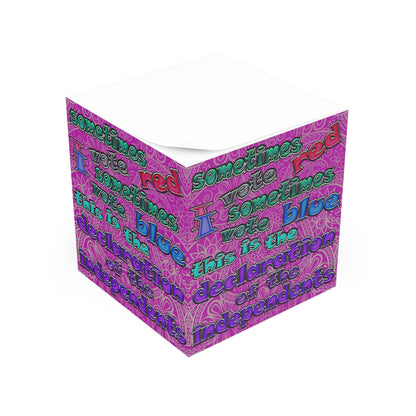 declaration of the independents - note cube (pink swirl)