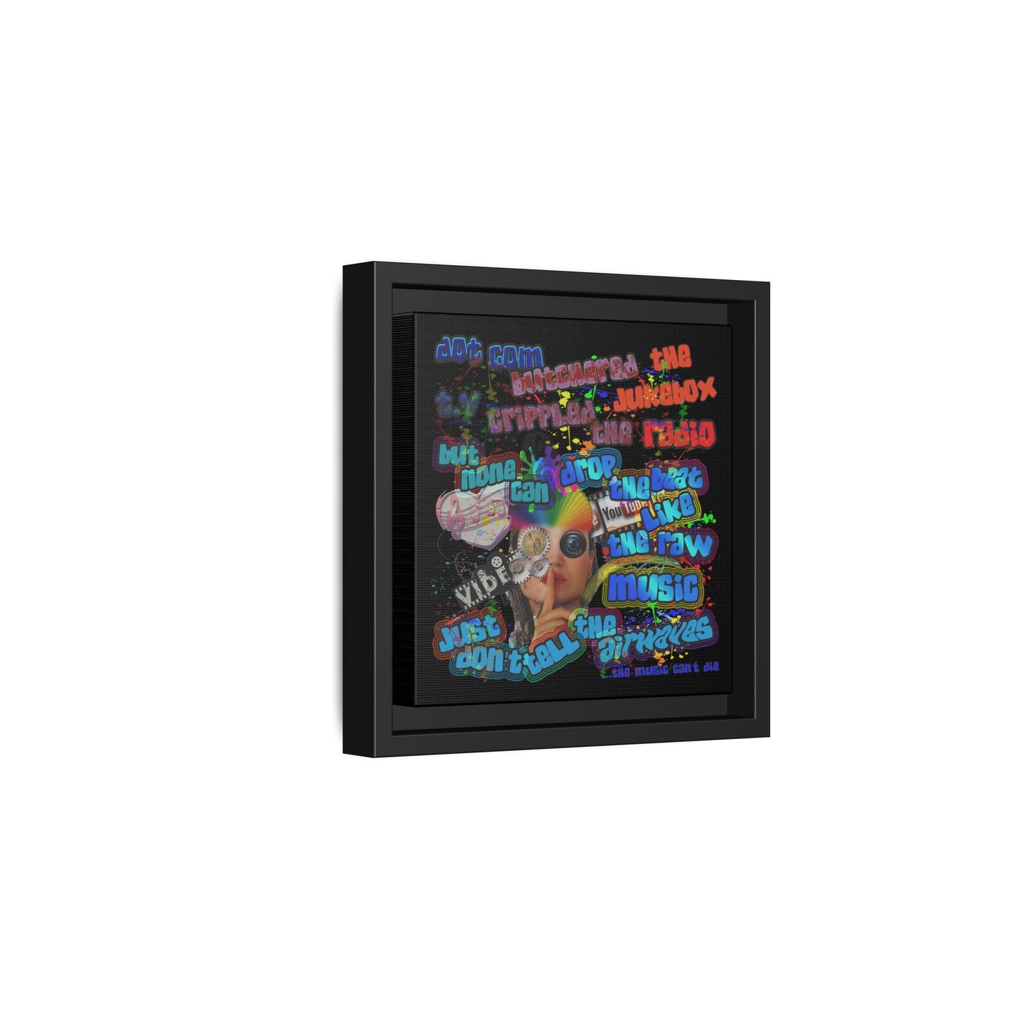 drop the beat - framed canvas art (black)