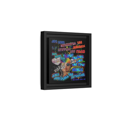 drop the beat - framed canvas art (black)
