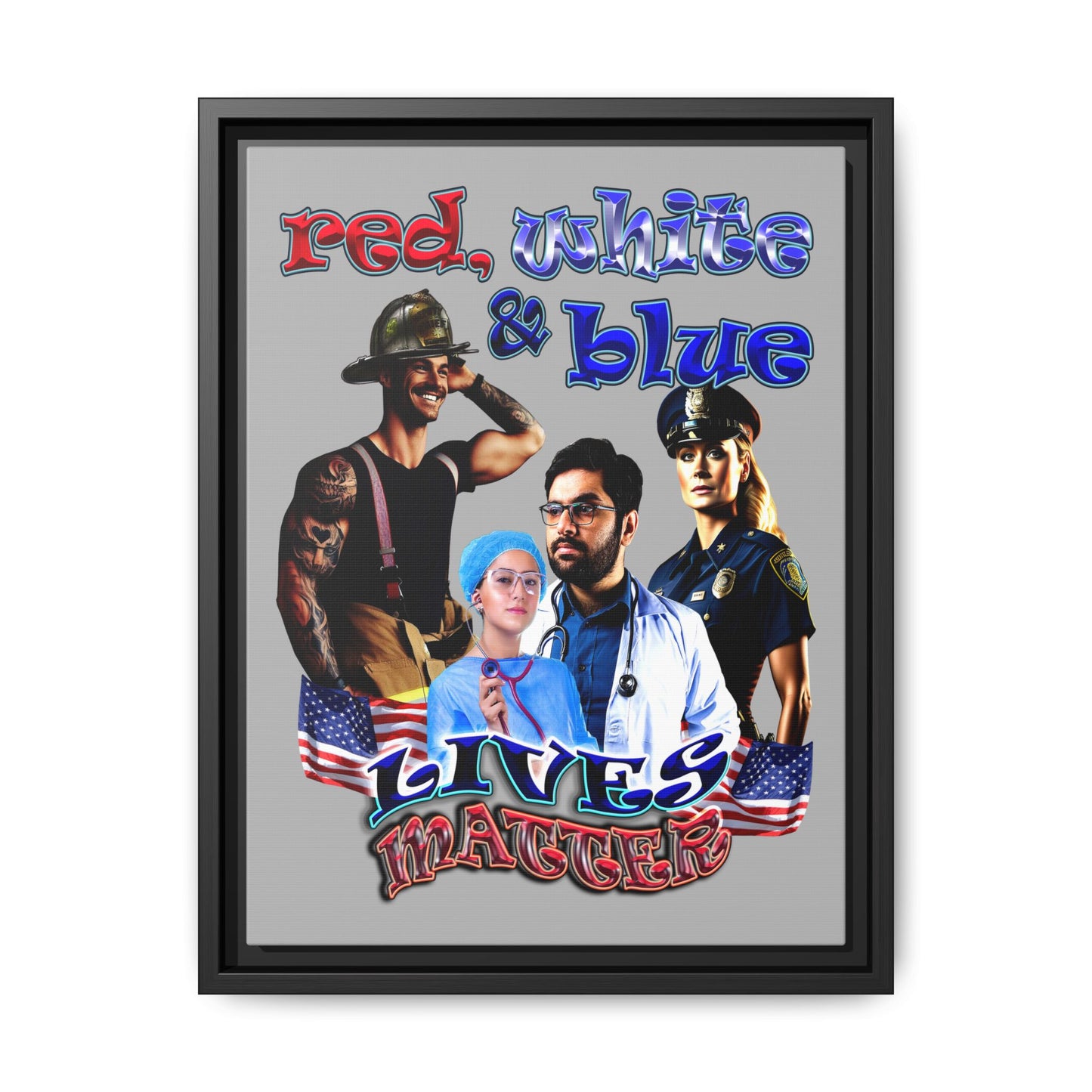 rw&b lives matter - framed canvas art (light grey)