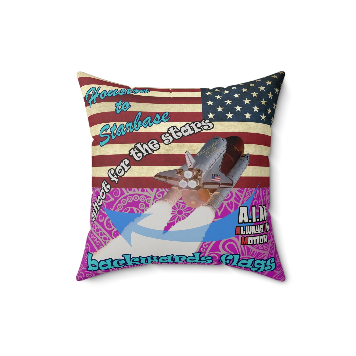 shoot for the stars - Faux Suede Square Pillow - (pink swirl)