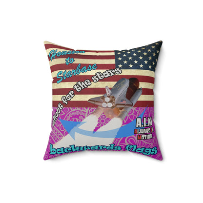 shoot for the stars - Faux Suede Square Pillow - (pink swirl)