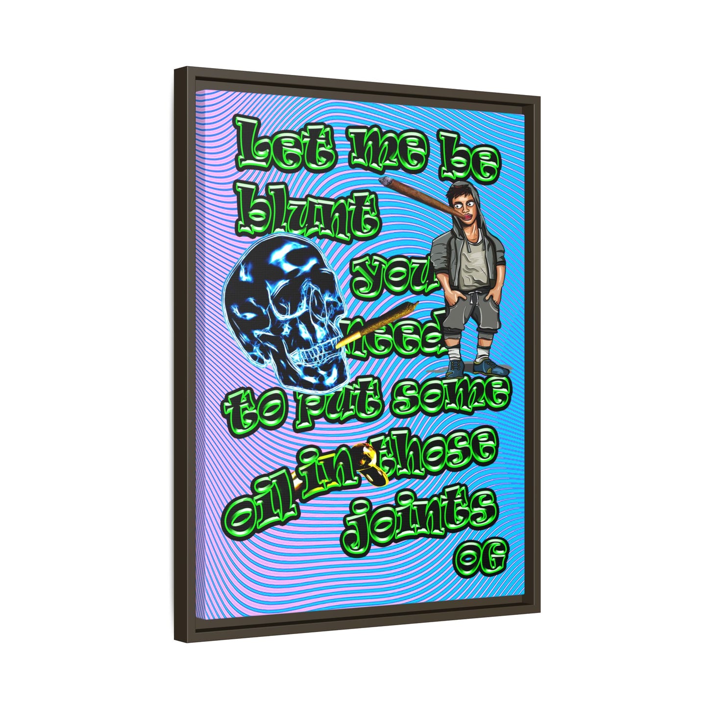 og - framed canvas art (light blue-purple wave)