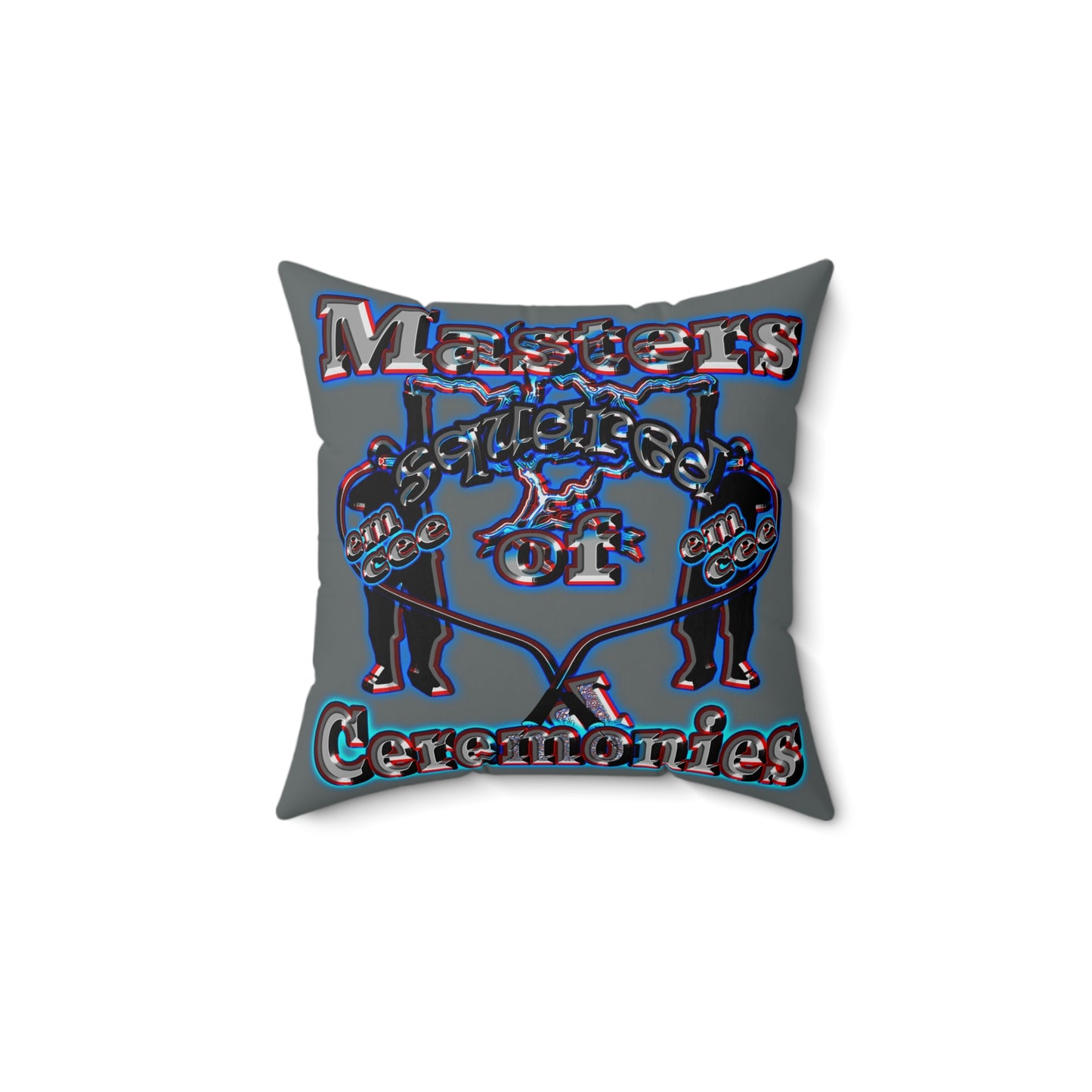 em cee squared - Spun Polyester Square Pillow - (dark grey)