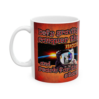 defy conquer reach - White Mug (burnt orange)