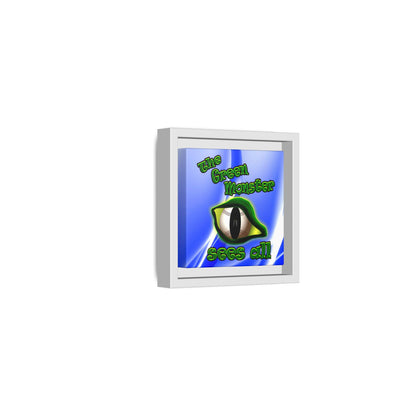 green monster - framed canvas art (blue-white wave)