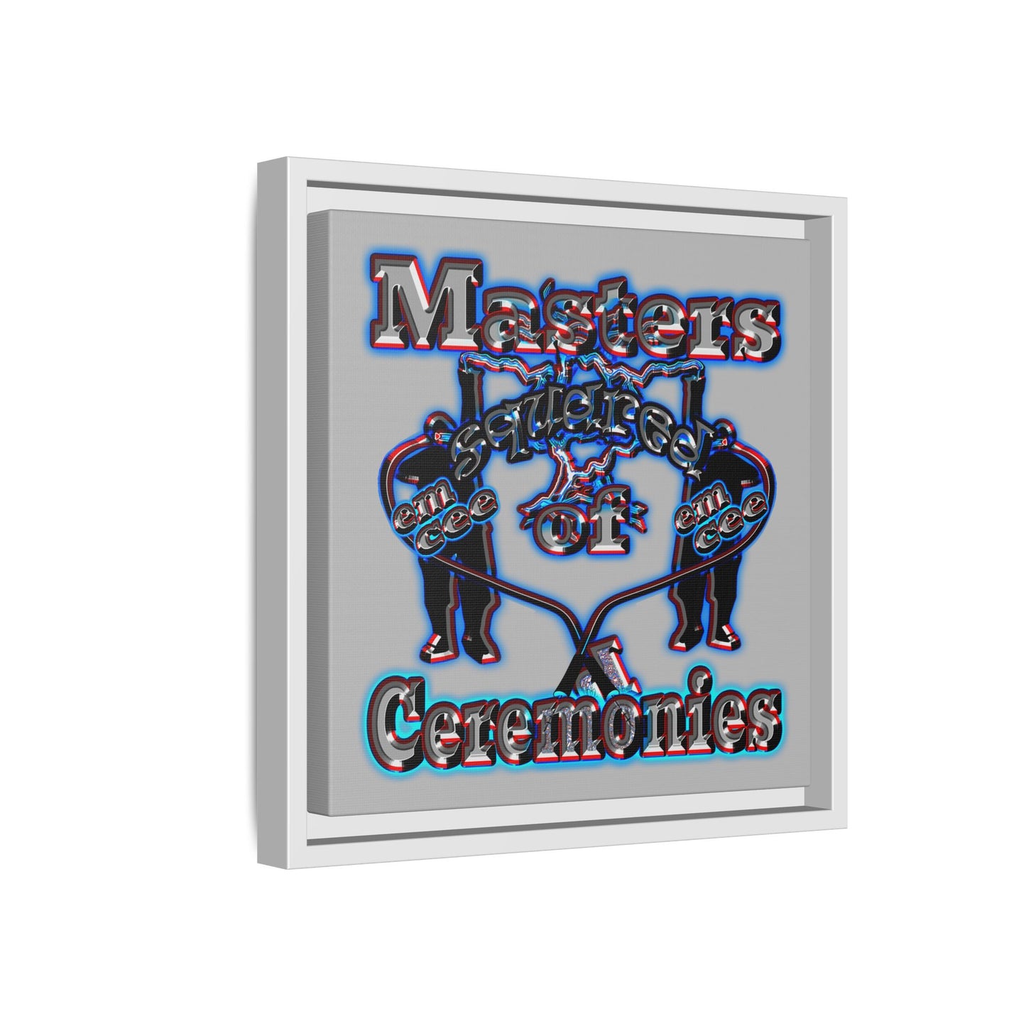 em cee squared - framed canvas art (light grey)