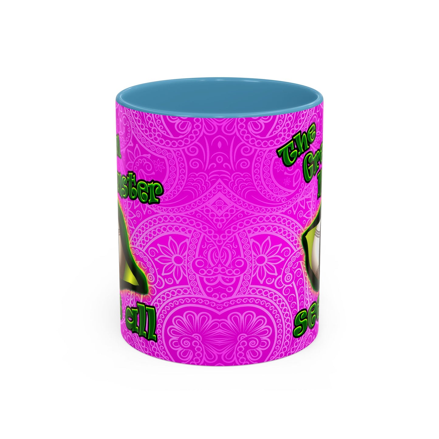 green monster - Accent Mug (pink swirl)
