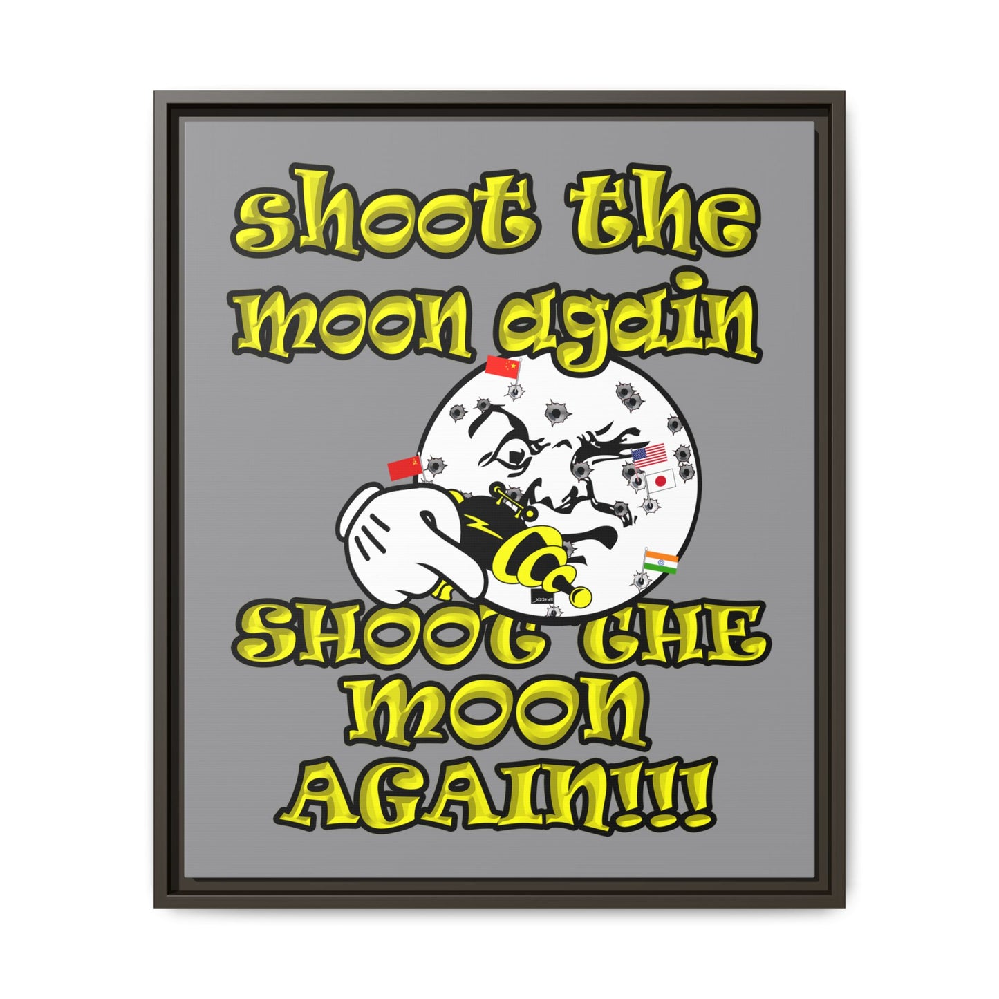 shoot the moon again - framed canvas art (grey)