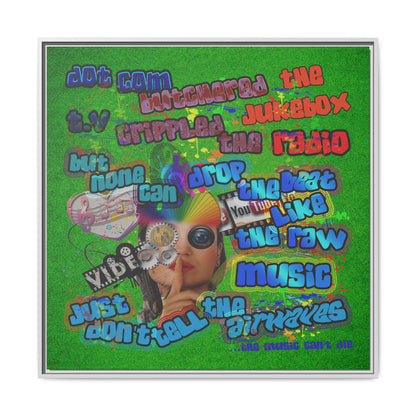 drop the beat - framed canvas art (green turf)