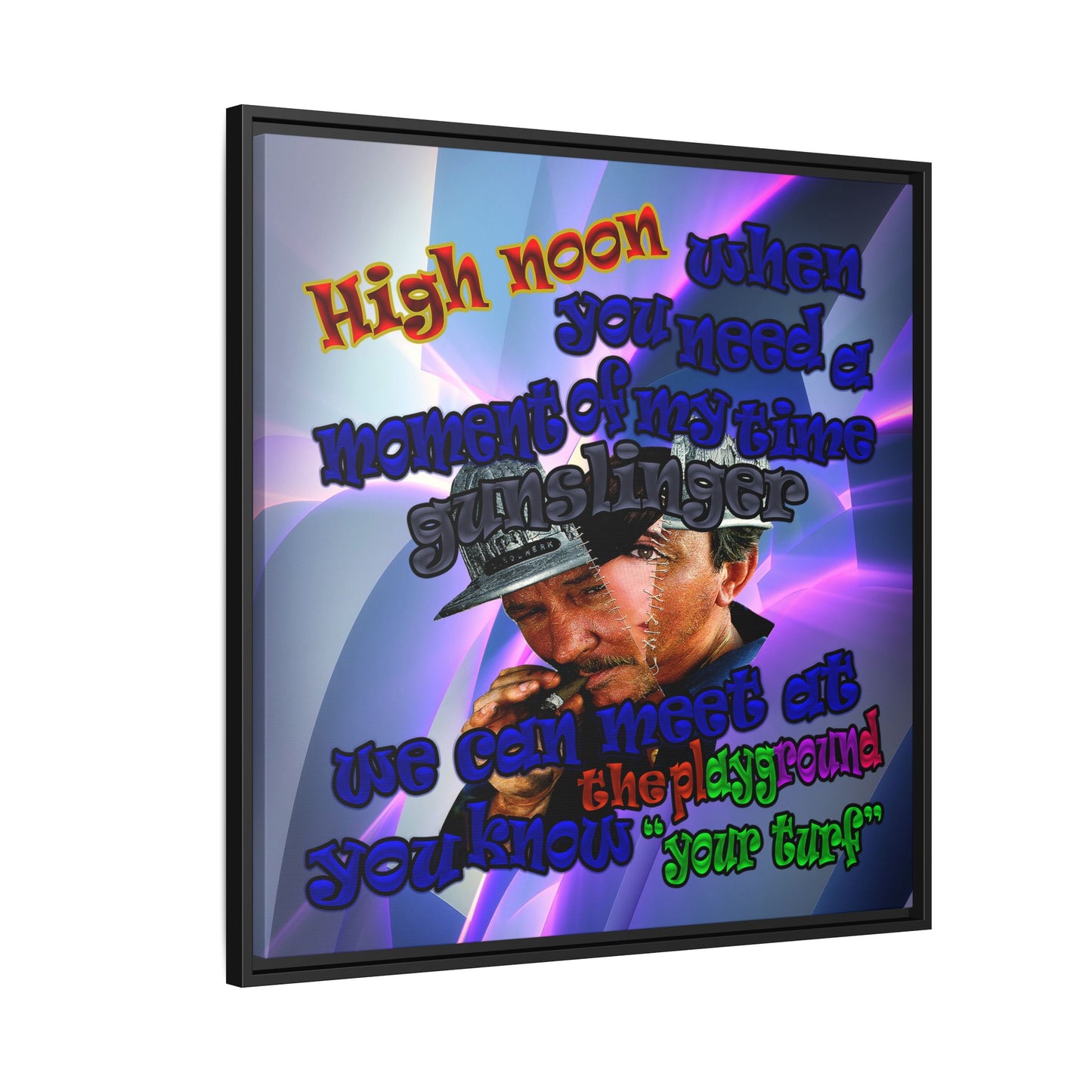 high noon - framed canvas art (grey-pink wave)