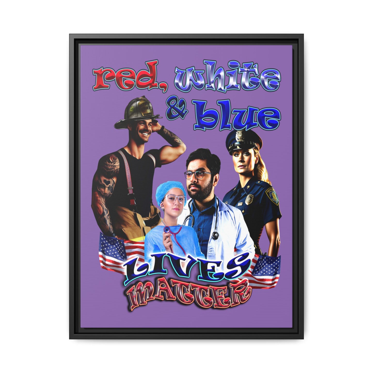 rw&b lives matter - framed canvas art (light purple)