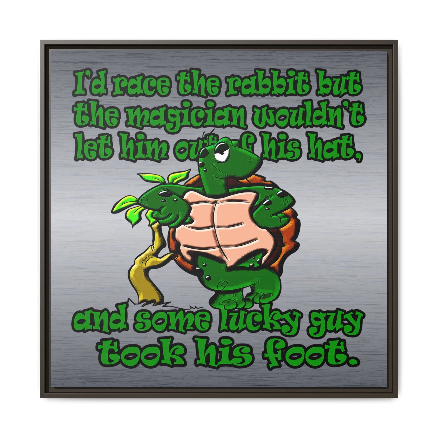 turtle race - framed canvas art (brushed nickel)