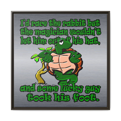 turtle race - framed canvas art (brushed nickel)