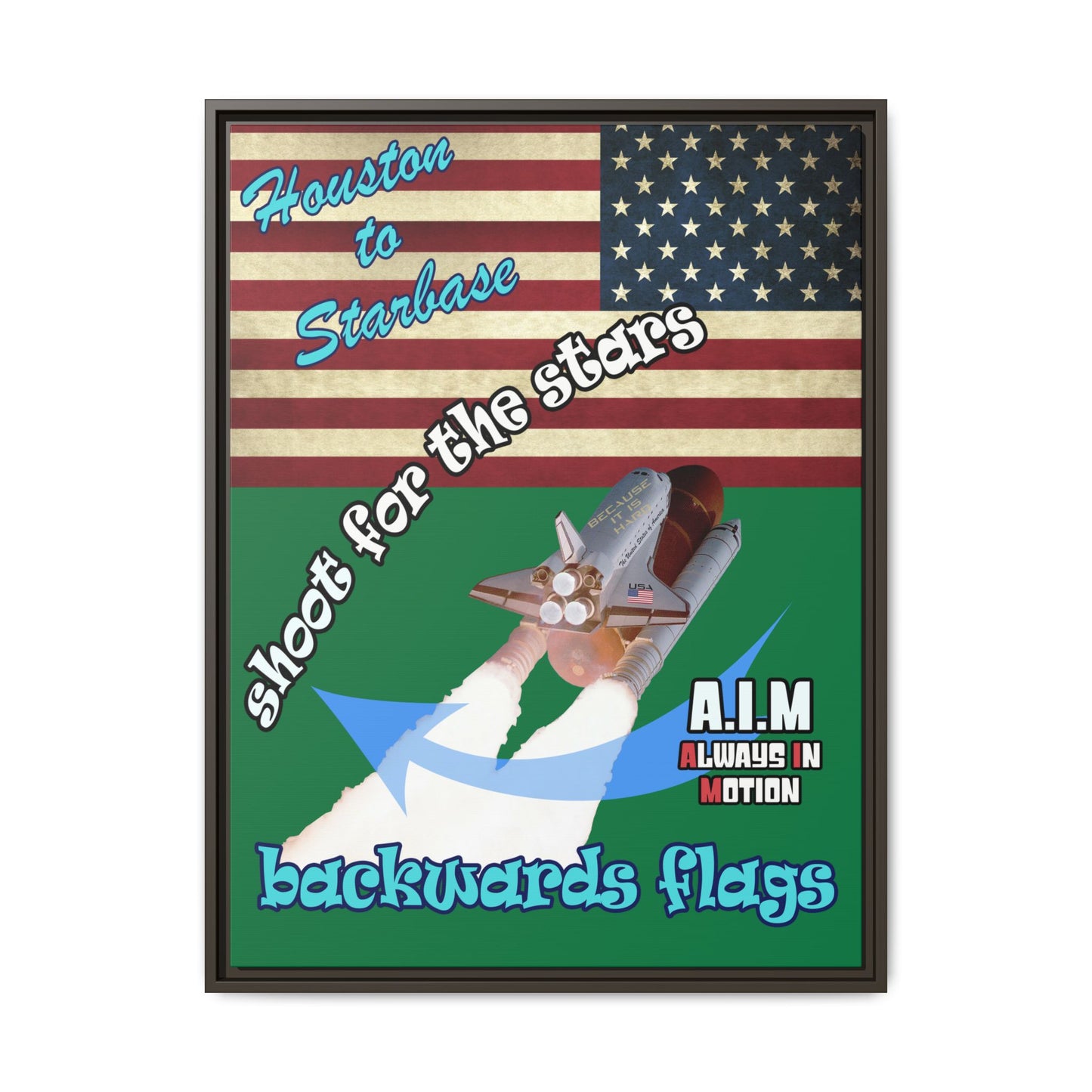 shoot for the stars - framed canvas art (dark green)