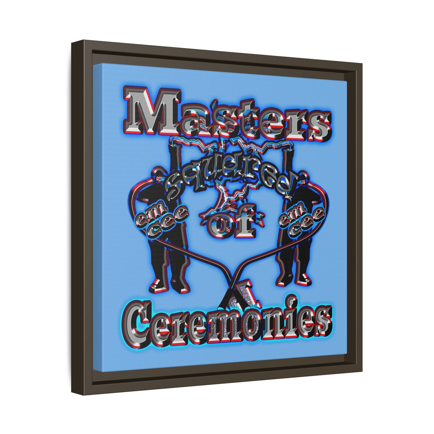 em cee squared - framed canvas art (light blue)