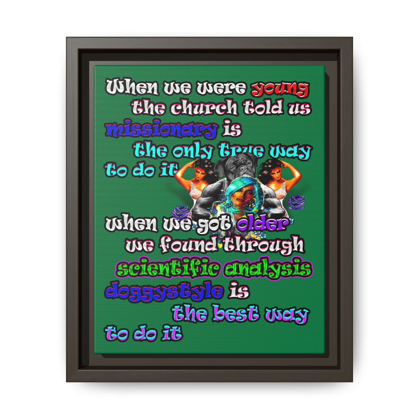 doggystyle - framed canvas art (dark green)