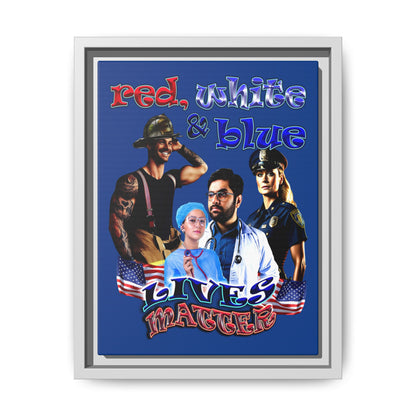 rw&b lives matter - framed canvas art (dark blue)
