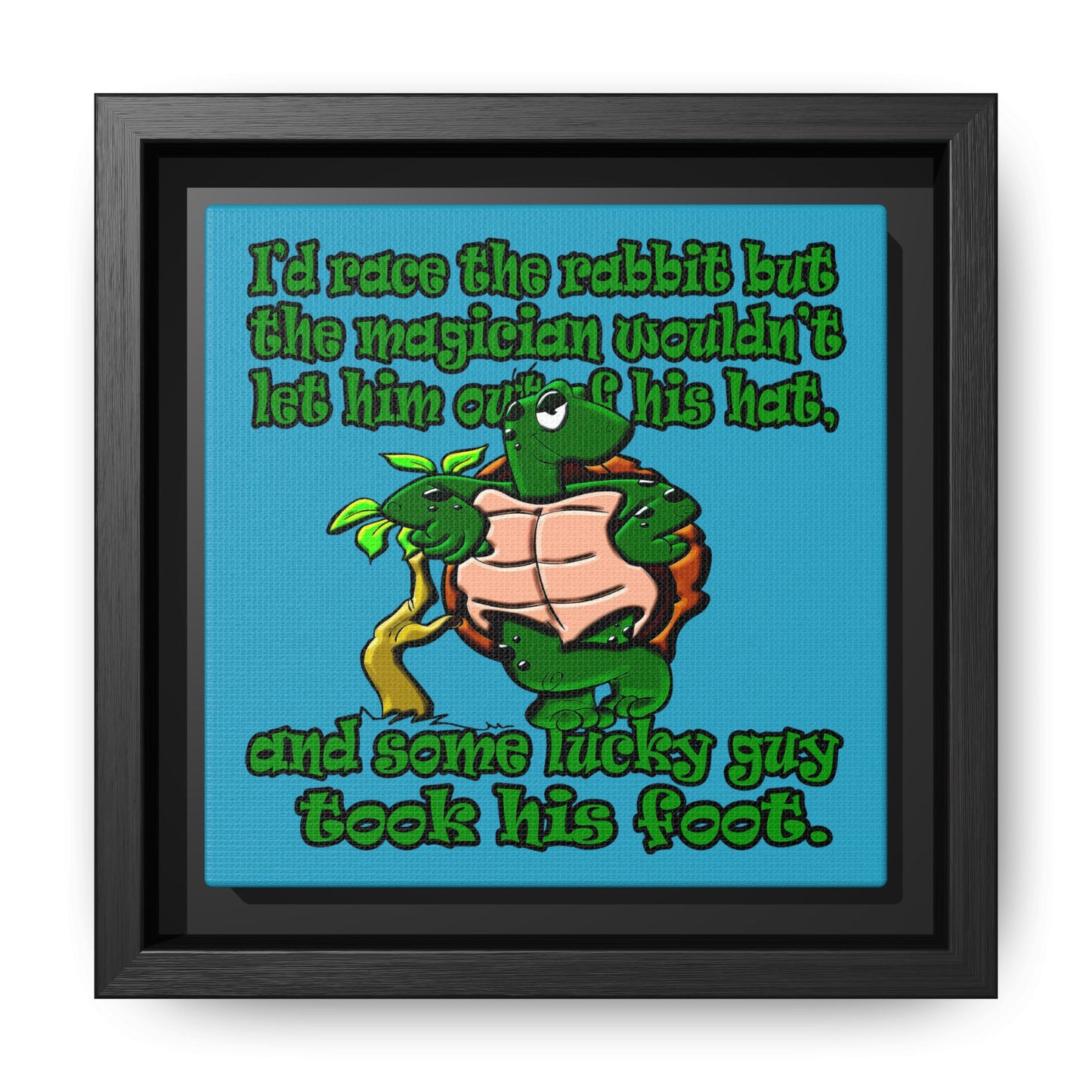 turtle race - framed canvas art (turquoise)