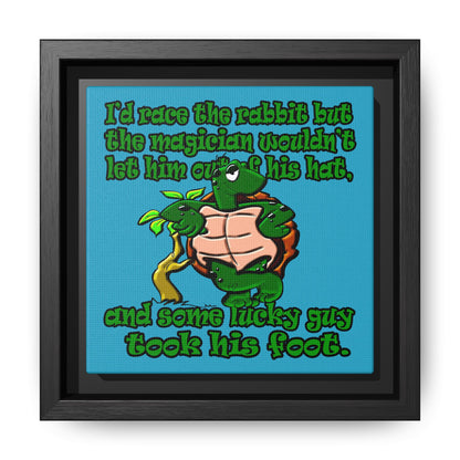 turtle race - framed canvas art (turquoise)