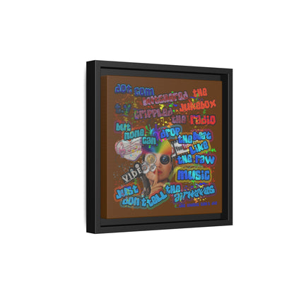 drop the beat - framed canvas art (brown)