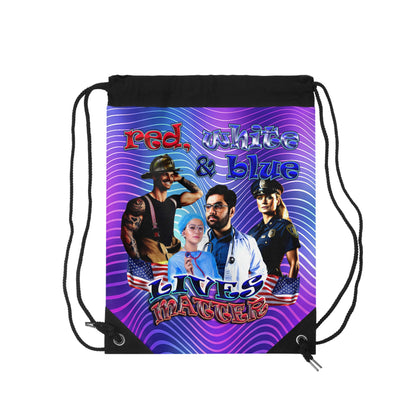 rw&b lives matter - Drawstring Bag (purple wave)