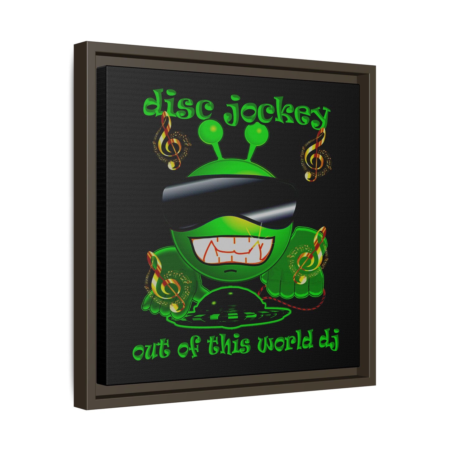 disc jockey - framed canvas art (black)