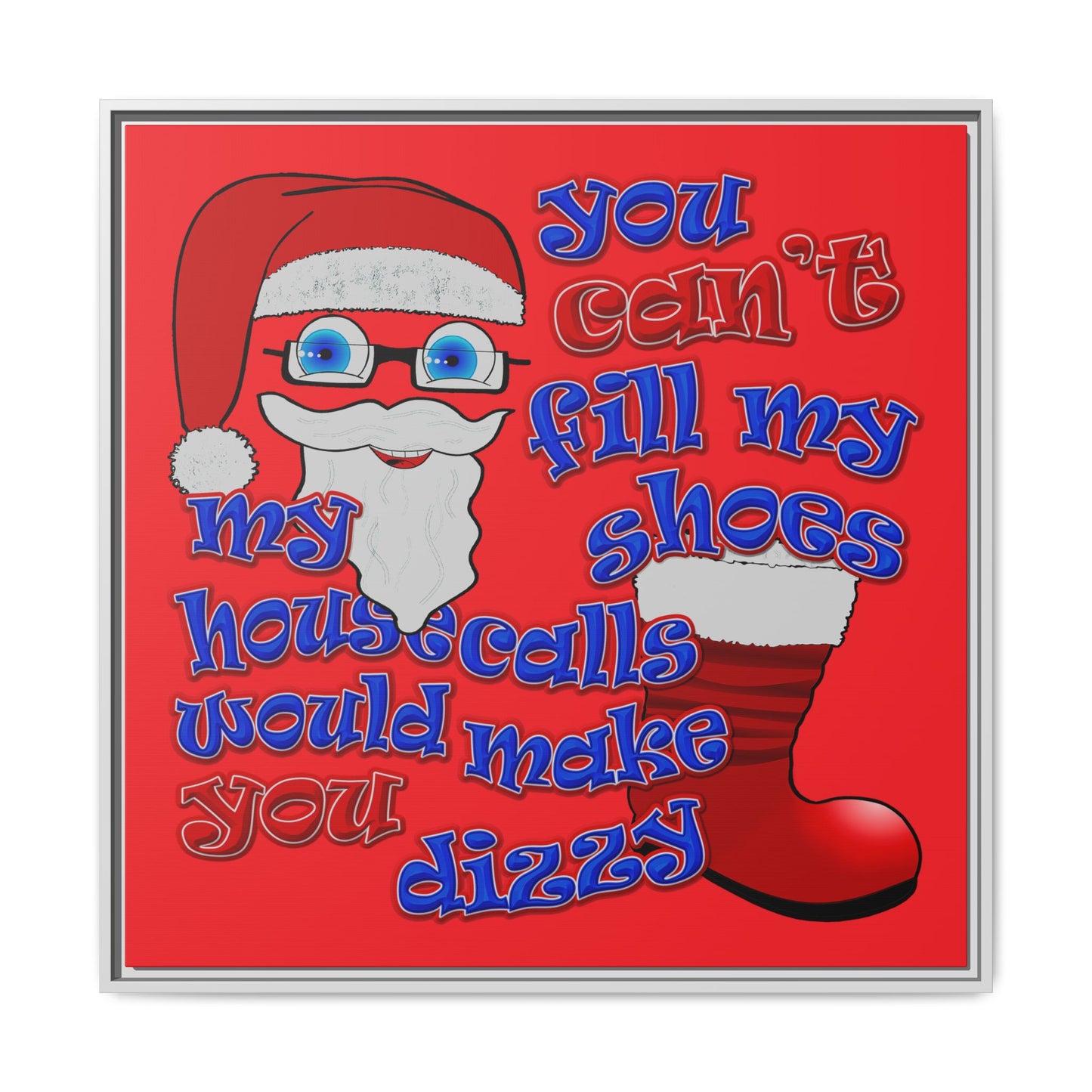santa's shoes - framed canvas art (red)