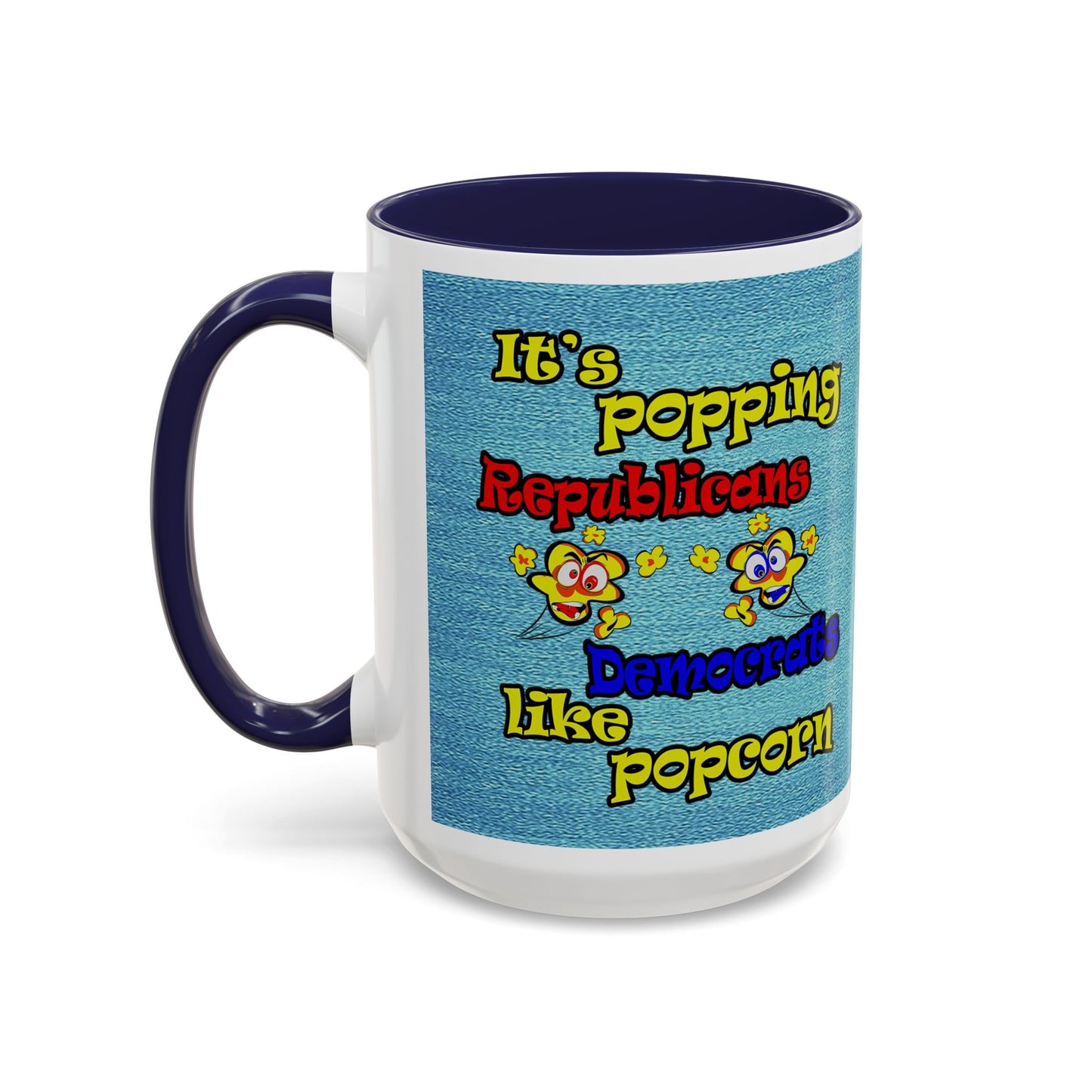 popping like popcorn - Accent Mug (faded dark blue)