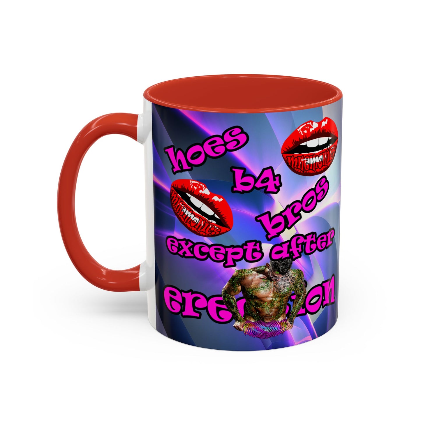 hoes b4 bros - Accent Mug (grey-pink wave)