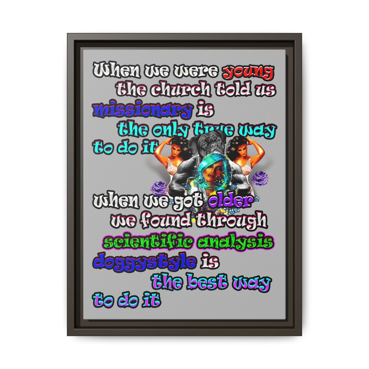 doggystyle - framed canvas art (light grey)