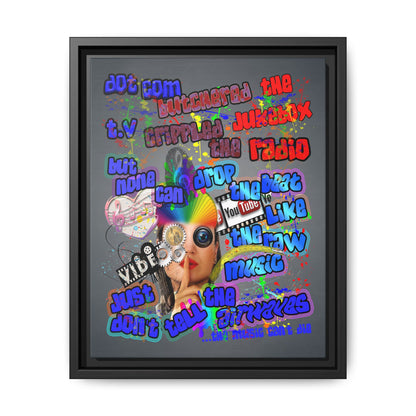 drop the beat - framed canvas art (grey-light grey)