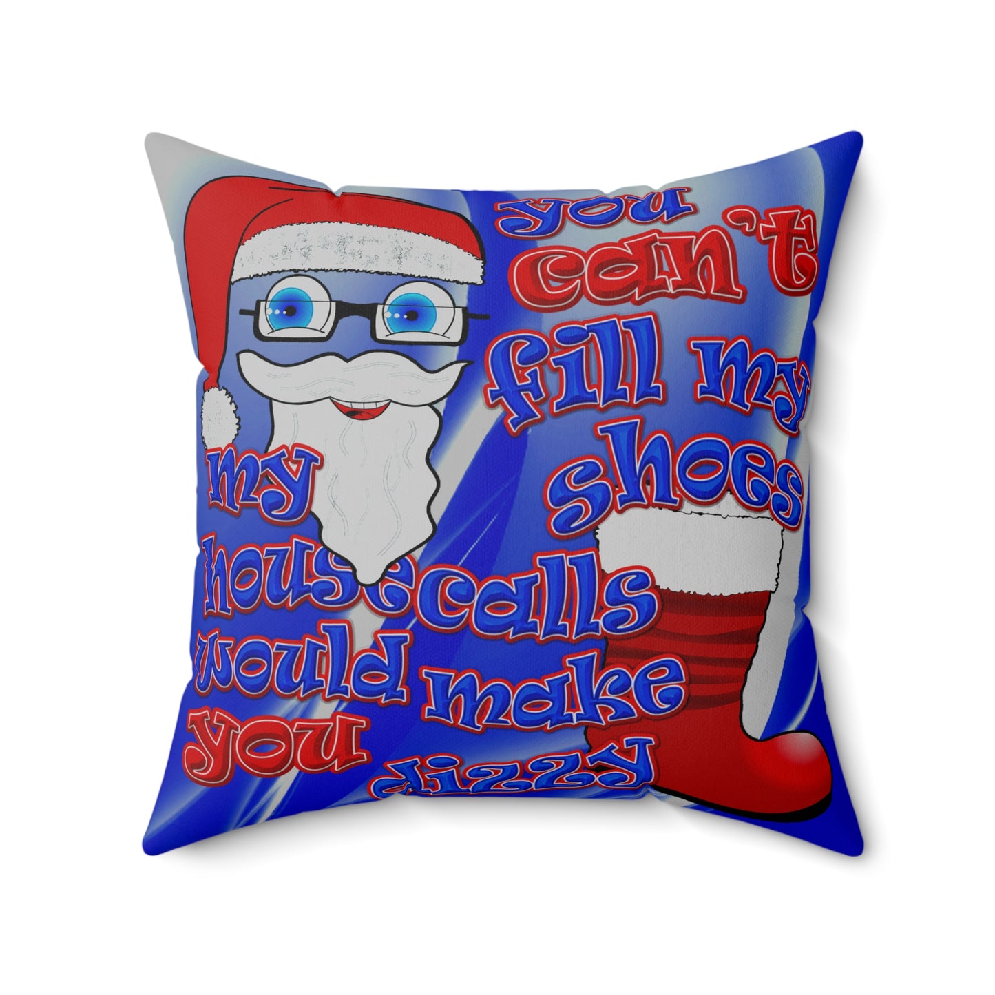 santa's shoes - Spun Polyester Square Pillow - (blue-white wave)