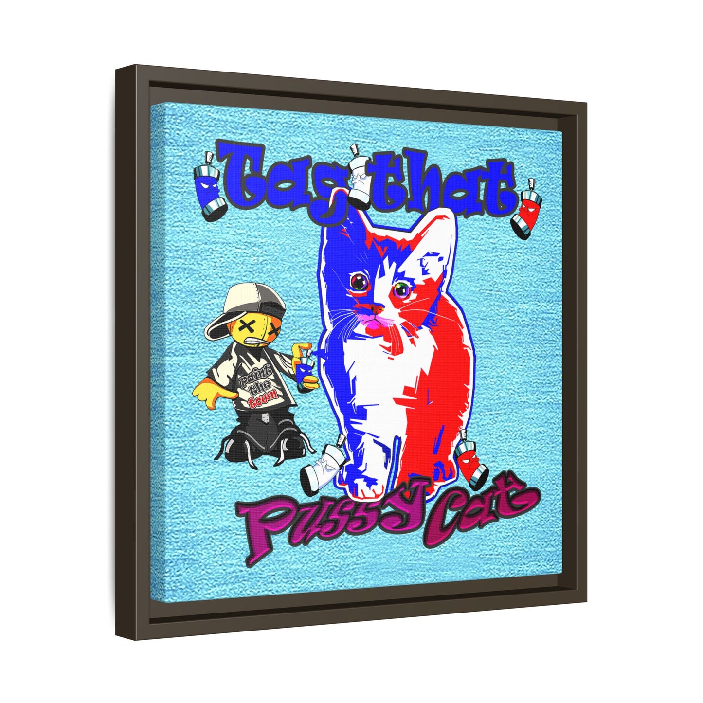 tag that - framed canvas art (faded blue)