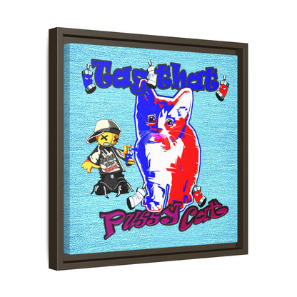 tag that - framed canvas art (faded blue)